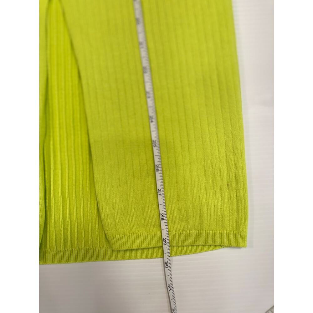NWT Free People Skyline Midi Skirt Neon Lime Ribbed Knit Bodycon Slit S Bright - Picture 15 of 16